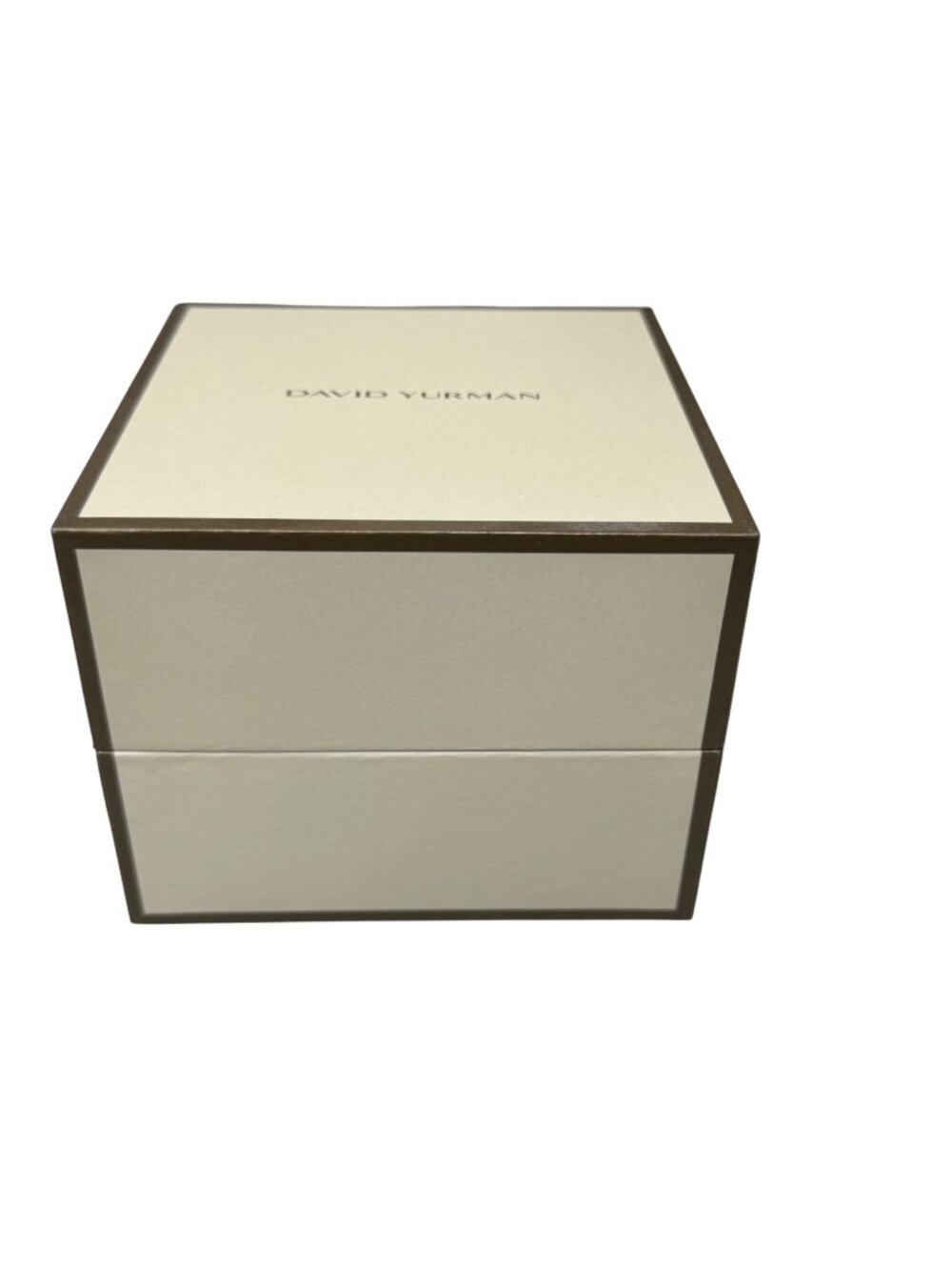 David Yurman Jewelry Box Beige Authentic Gift Storage Brown Accents 5"x5"x4.5"
